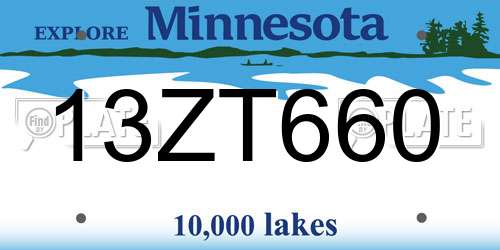 13ZT660 Minnesota License Plate