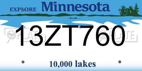 13ZT760 Minnesota License Plate