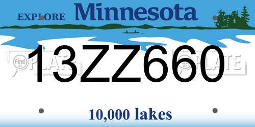 13ZZ660 Minnesota License Plate