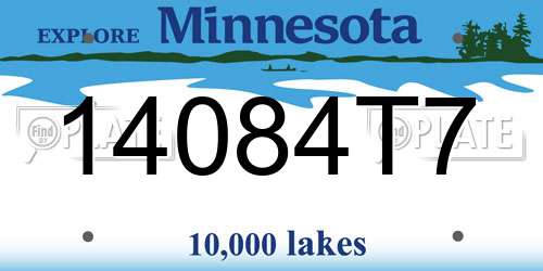14084T7 Minnesota License Plate