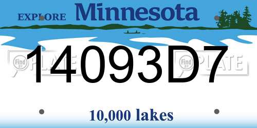 14093D7 Minnesota License Plate