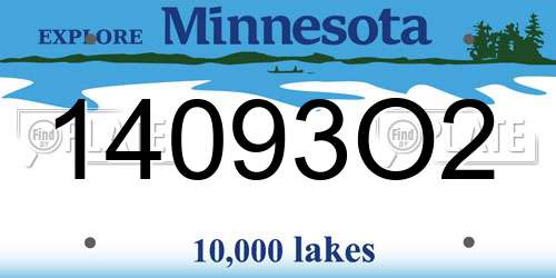 14093O2 Minnesota License Plate