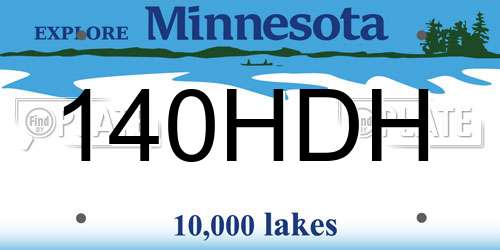 140HDH Minnesota License Plate