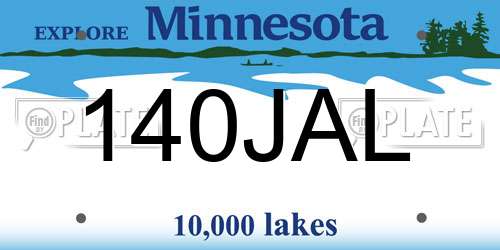 140JAL Minnesota License Plate