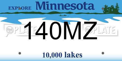 140MZ Minnesota License Plate