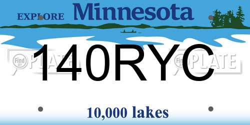 140RYC Minnesota License Plate