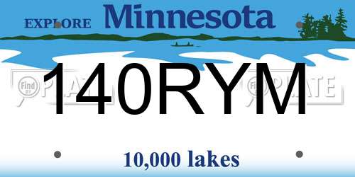 140RYM Minnesota License Plate