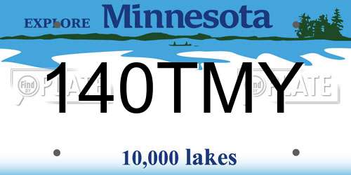 140TMY Minnesota License Plate