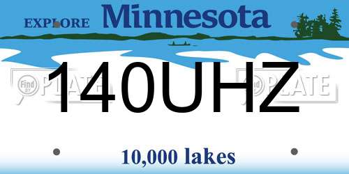 140UHZ Minnesota License Plate