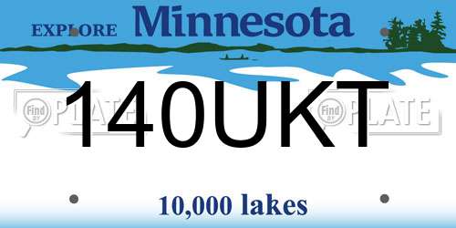 140UKT Minnesota License Plate