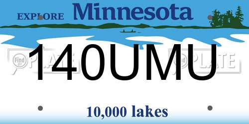 140UMU Minnesota License Plate