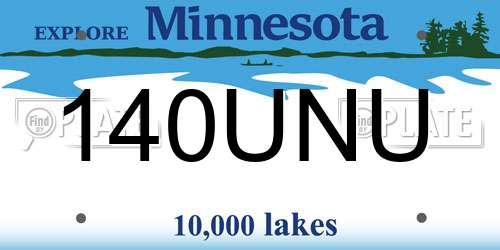 140UNU Minnesota License Plate