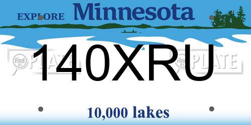 140XRU Minnesota License Plate