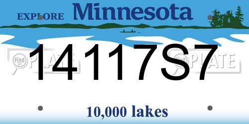14117S7 Minnesota License Plate