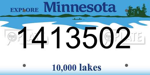 1413502 Minnesota License Plate