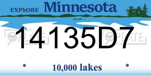14135D7 Minnesota License Plate