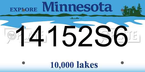 14152S6 Minnesota License Plate
