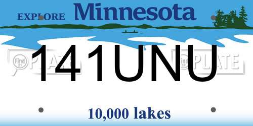 141UNU Minnesota License Plate
