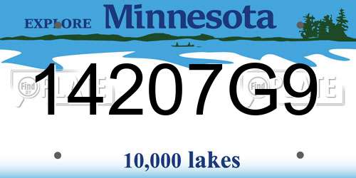 14207G9 Minnesota License Plate