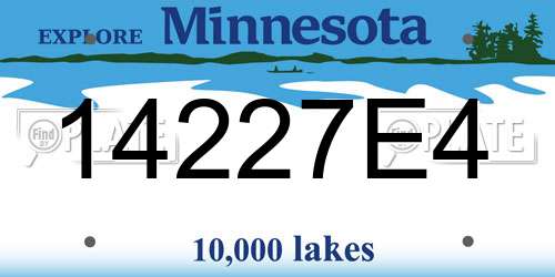 14227E4 Minnesota License Plate