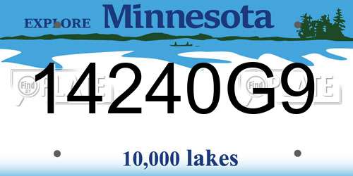 14240G9 Minnesota License Plate