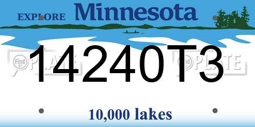 14240T3 Minnesota License Plate