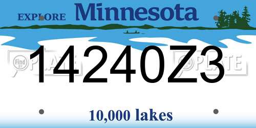 14240Z3 Minnesota License Plate