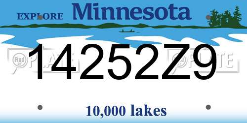 14252Z9 Minnesota License Plate