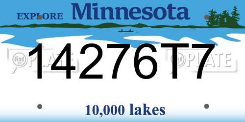 14276T7 Minnesota License Plate