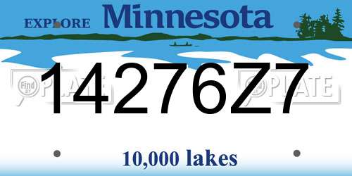 14276Z7 Minnesota License Plate