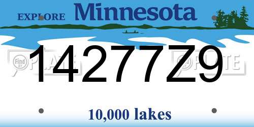 14277Z9 Minnesota License Plate