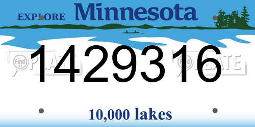 1429316 Minnesota License Plate
