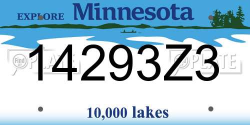 14293Z3 Minnesota License Plate