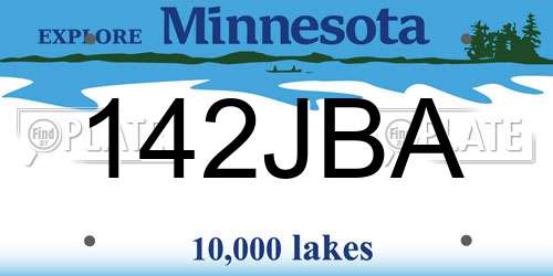 142JBA Minnesota License Plate