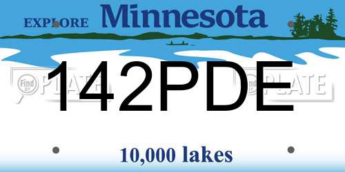 142PDE Minnesota License Plate