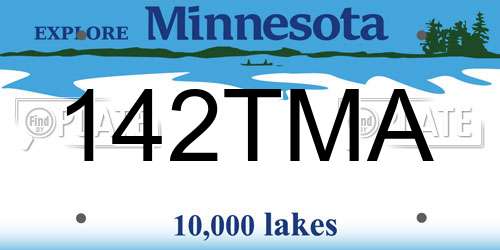 142TMA Minnesota License Plate