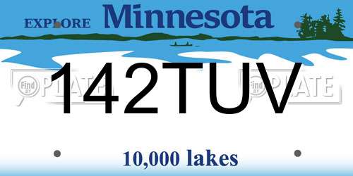 142TUV Minnesota License Plate