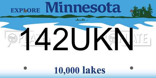 142UKN Minnesota License Plate