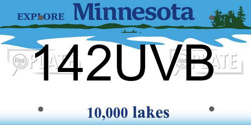 142UVB Minnesota License Plate