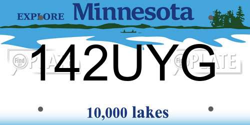 142UYG Minnesota License Plate