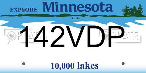 142VDP Minnesota License Plate