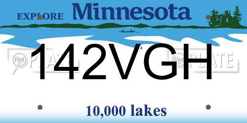 142VGH Minnesota License Plate