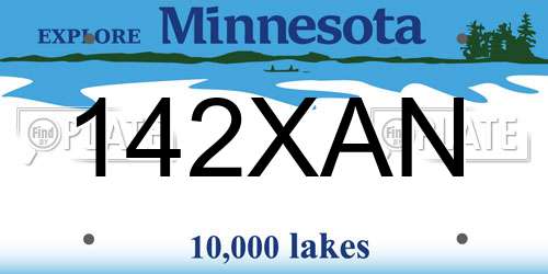 142XAN Minnesota License Plate