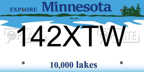 142XTW Minnesota License Plate