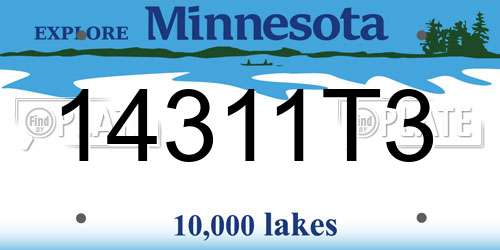 14311T3 Minnesota License Plate