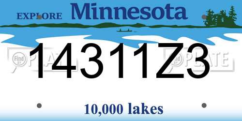 14311Z3 Minnesota License Plate