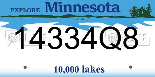 14334Q8 Minnesota License Plate