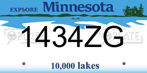 1434ZG Minnesota License Plate