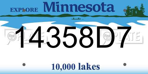 14358D7 Minnesota License Plate