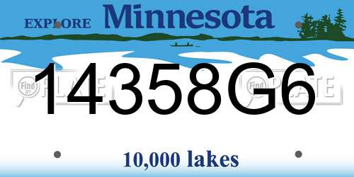 14358G6 Minnesota License Plate